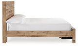 Hyanna Tan Full Panel Storage Bed side elevation