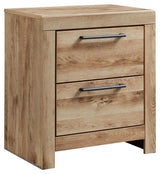 Hyanna Tan Nightstand closed drawers angle view