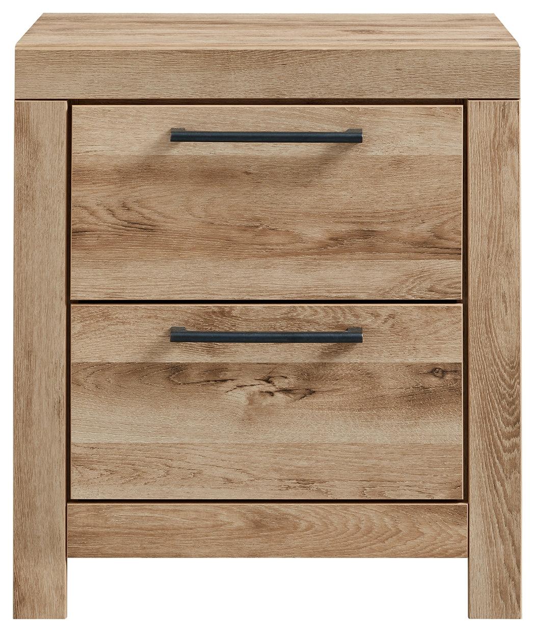 Hyanna Tan Nightstand head-on view showing framed front