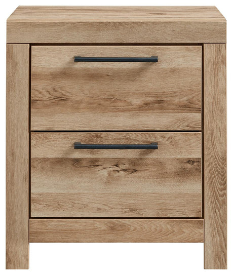 Hyanna Tan Nightstand head-on view showing framed front