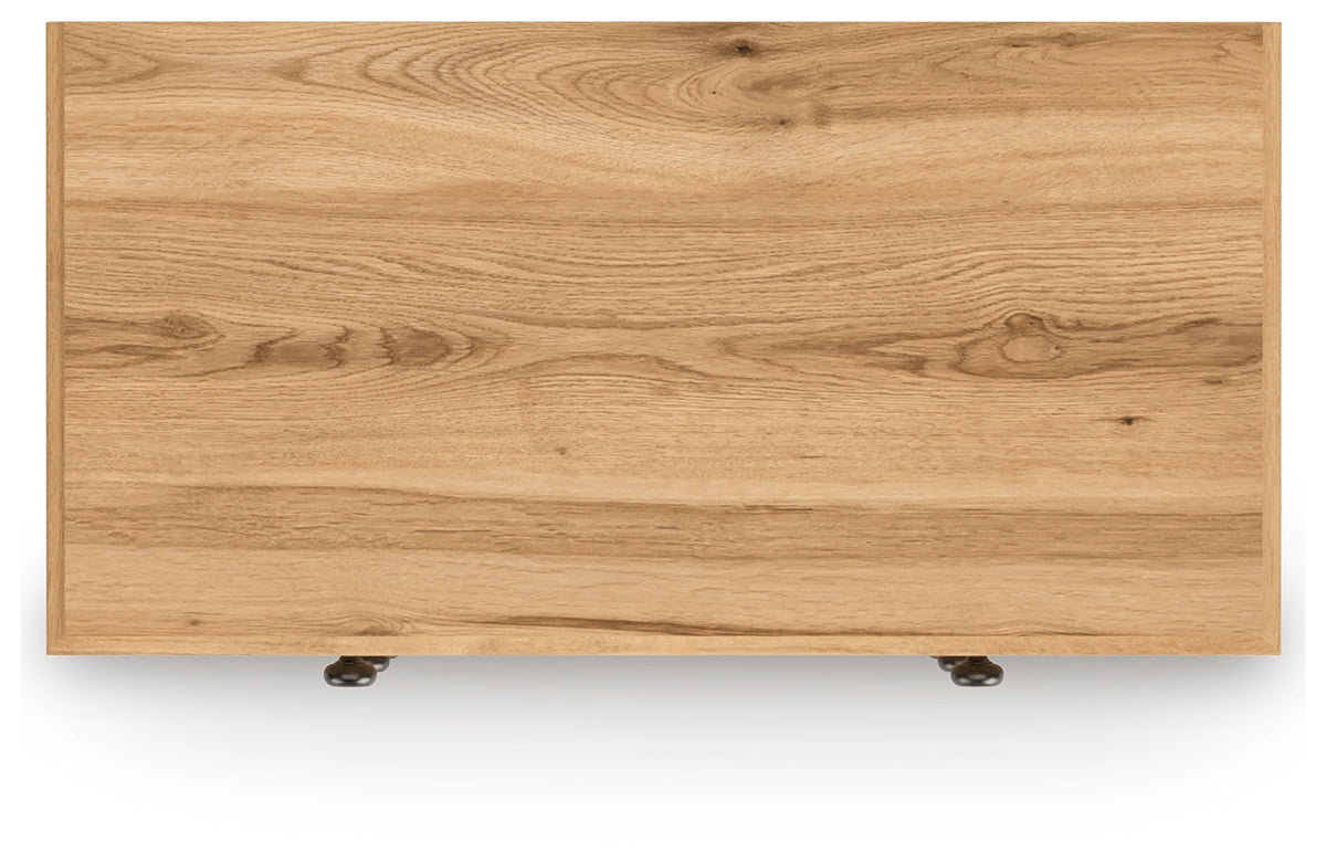 Top view of Aleaport Chest with oak grain finish