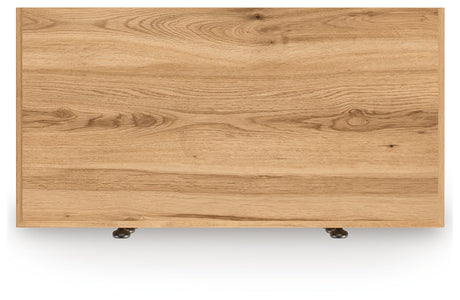 Top view of Aleaport Chest with oak grain finish