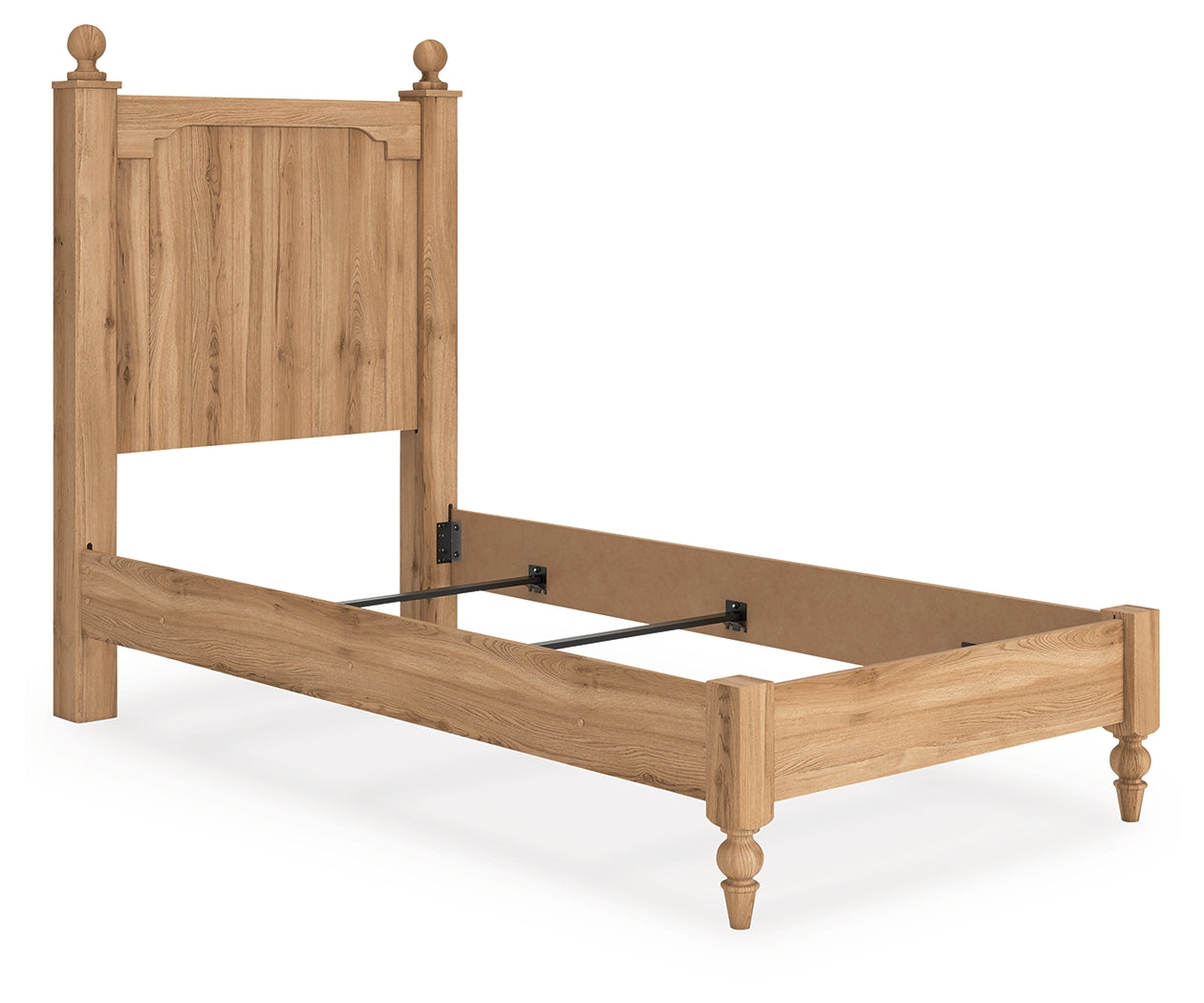 Aleaport warm brown twin panel bed headboard close-up