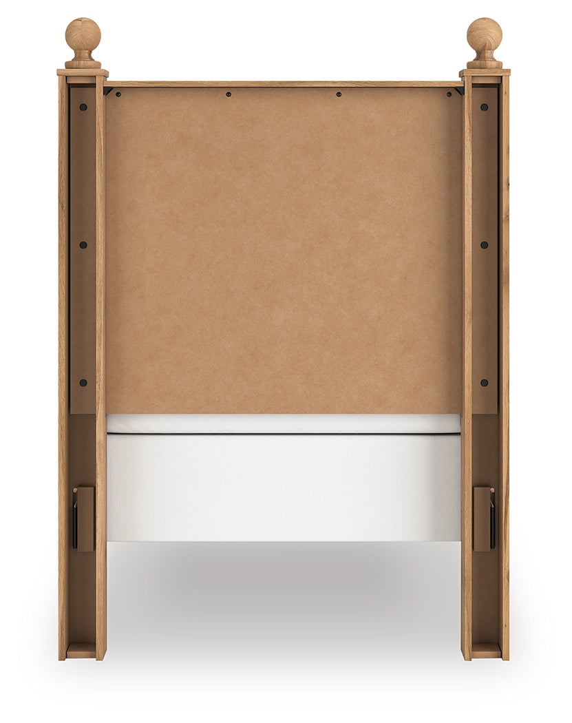 Aleaport warm brown twin panel bed side view