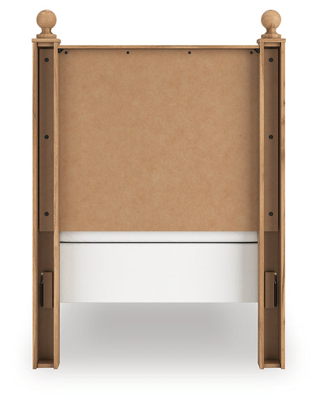 Aleaport warm brown twin panel bed side view