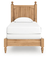 Aleaport warm brown twin panel bed head-on view