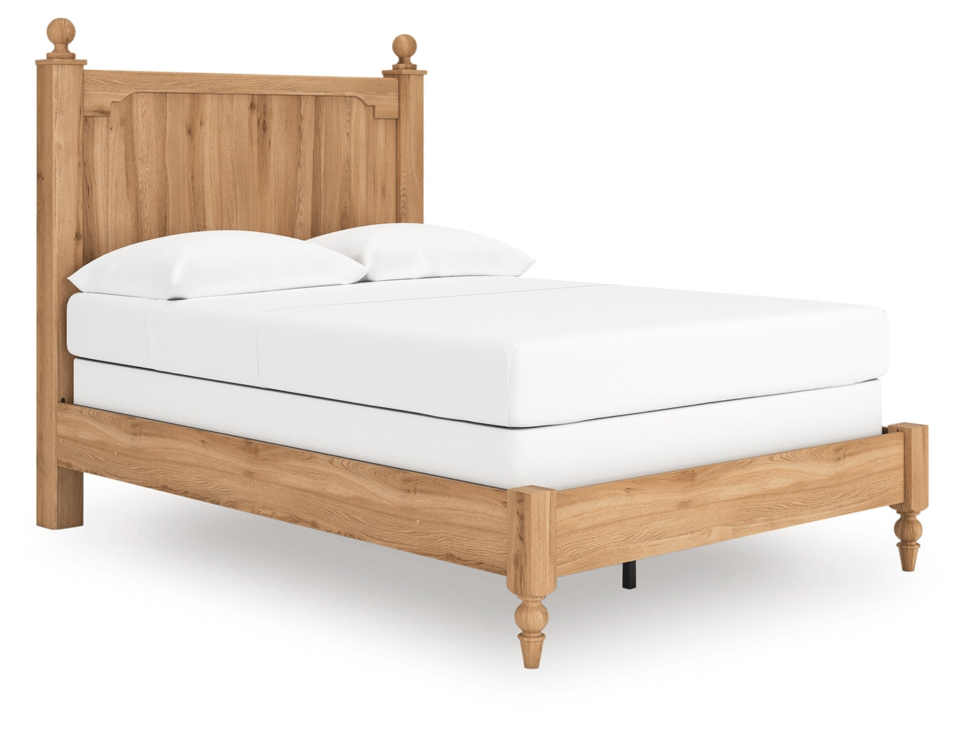 Aleaport Full Panel Bed side angle showing turned leg
