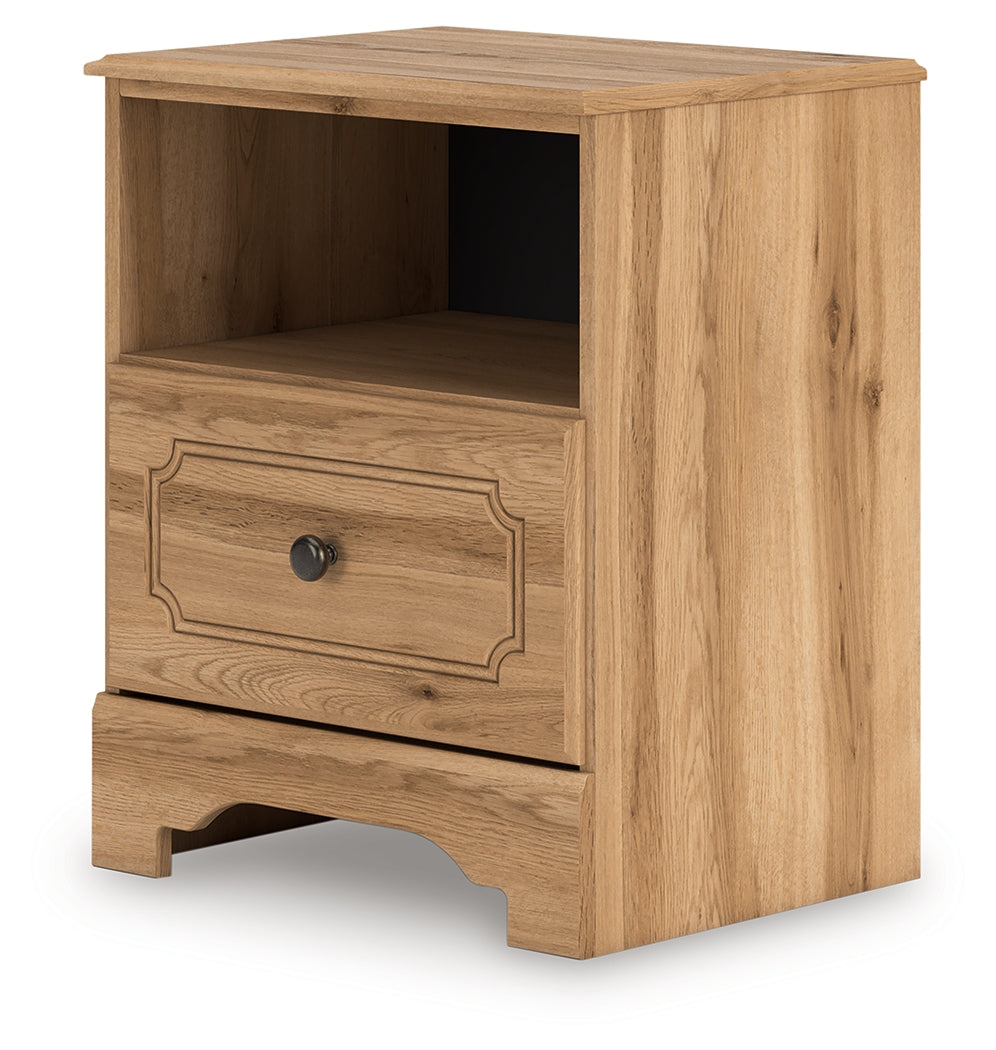 Aleaport nightstand angled side view showing drawer closed