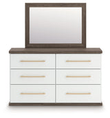 Straight-on view of dresser and mirror