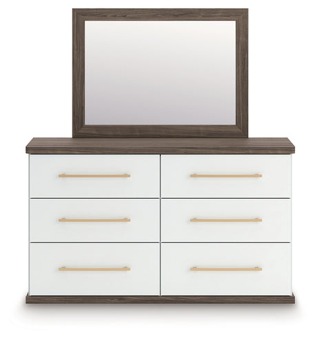 Straight-on view of dresser and mirror