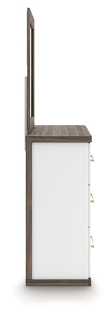 Side view of dresser showing thickness of top