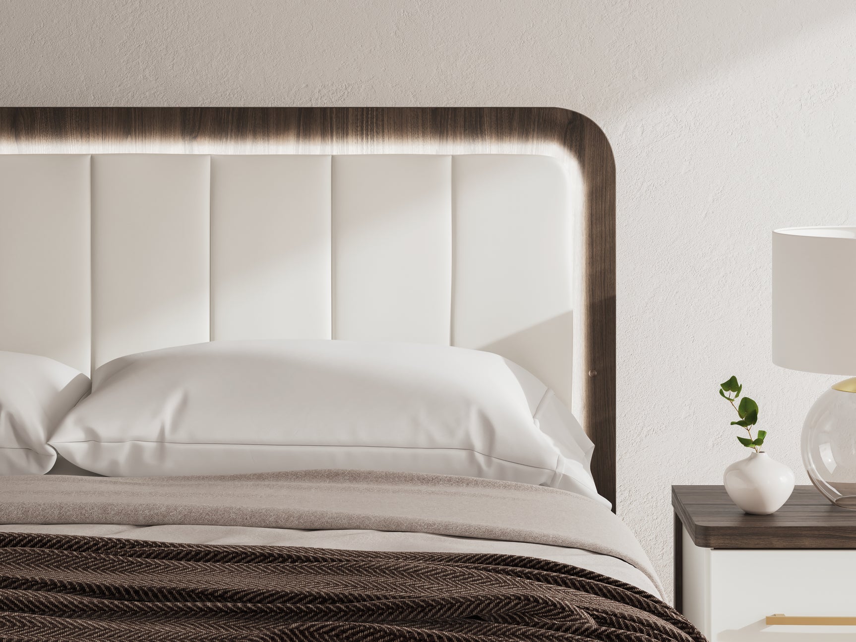 Close-up Detail of LED Ambient Lighting on Headboard