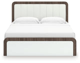 Head-on View of Upholstered Headboard with Lighting On