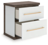 Open drawers of Kendanport Nightstand showing interior