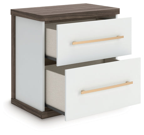 Open drawers of Kendanport Nightstand showing interior
