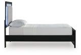 Maeling Black Twin Upholstered Panel Bed view 6
