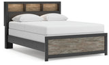 Side angle detail of Broachmyn Queen Bed showing bookcase and drawer