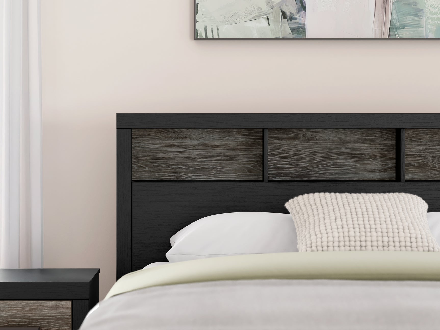 Close-up detail of bed frame finish