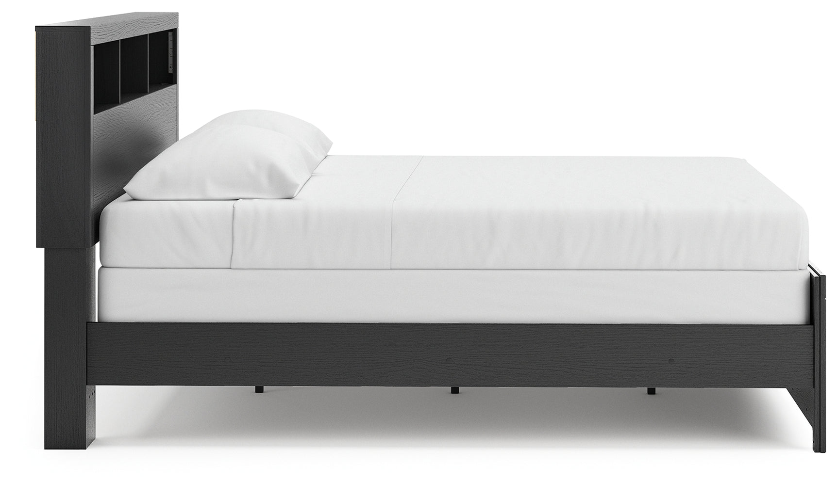 Broachmyn King Bookcase Panel Bed detailed headboard lit