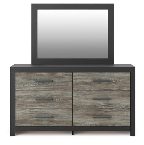 Broachmyn dresser and mirror set, head-on front view