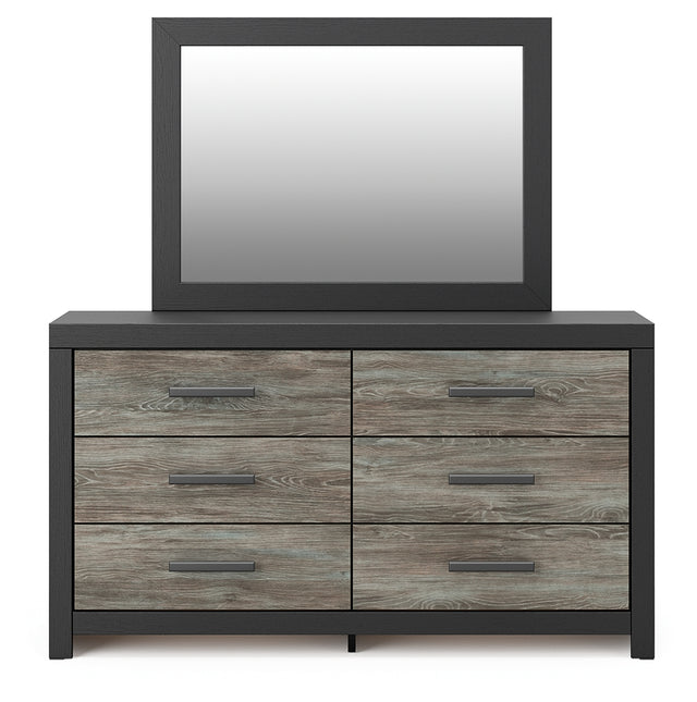 Broachmyn dresser and mirror set, head-on front view