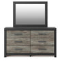 Broachmyn dresser and mirror set, head-on front view
