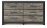 Broachmyn dresser front view showing two-tone black and gray finish