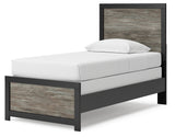 Alternate angle of Broachmyn Twin Panel Bed with wood grain texture visible