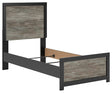 Broachmyn Twin Panel Bed angled front view showing headboard and footboard