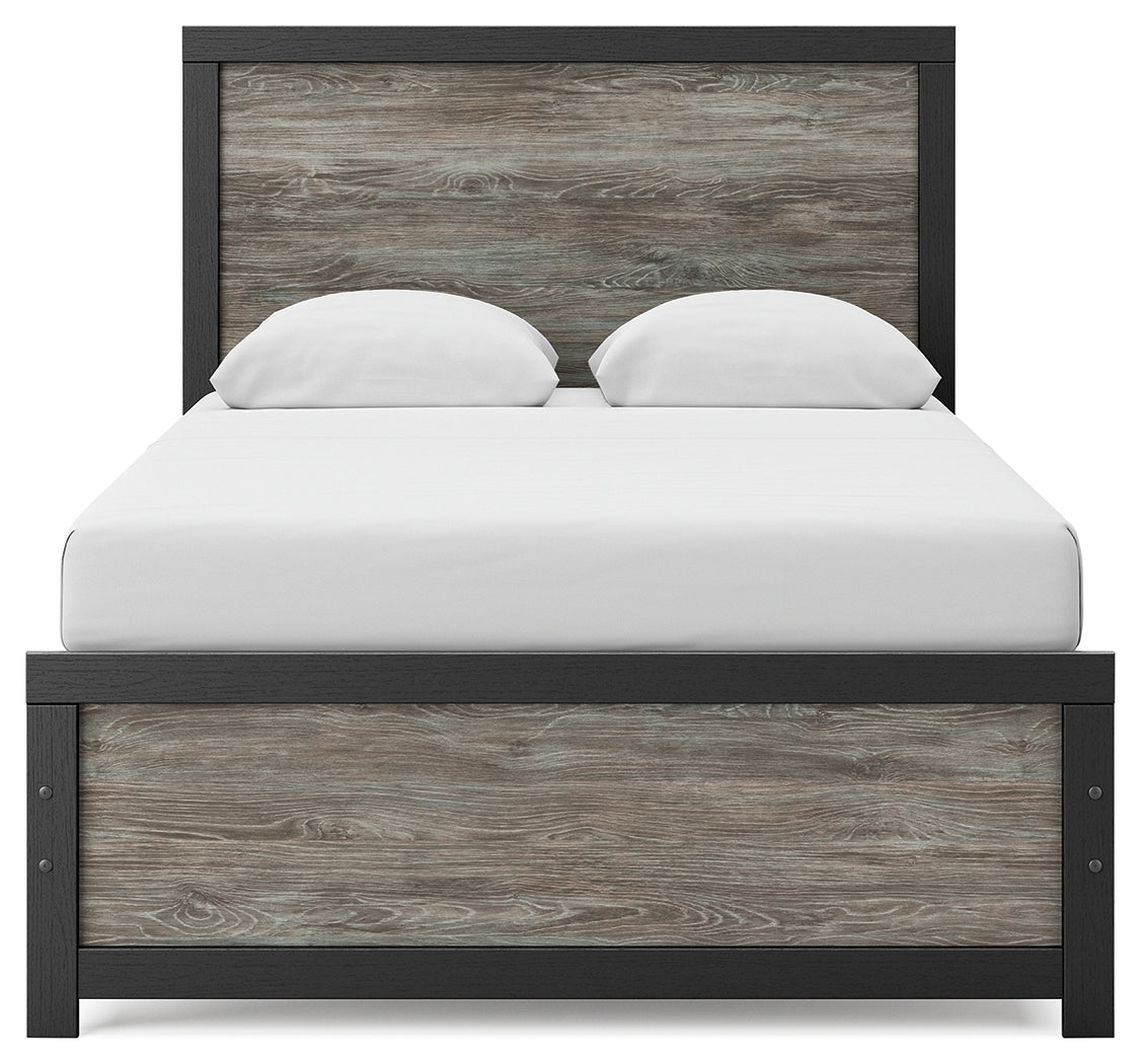 Broachmyn full panel bed head-on view with panel headboard