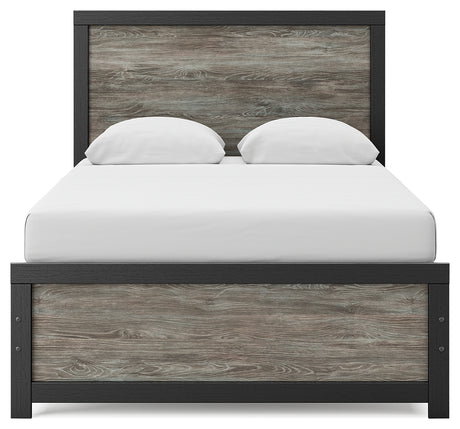 Broachmyn full panel bed head-on view with panel headboard