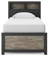 Broachmyn twin bookcase bed front headboard view