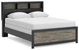 Broachmyn black and gray queen bookcase bed side angle
