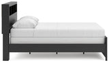 Broachmyn black and gray queen bookcase bed side profile
