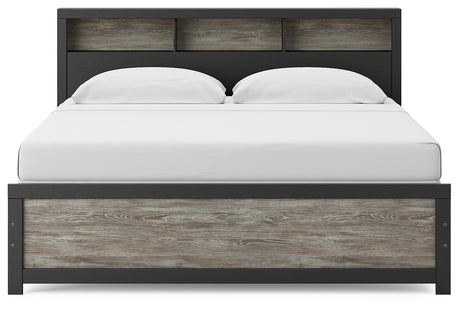 Broachmyn King Bookcase Bed headboard front view showing cubbies