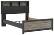 Broachmyn full bookcase bed, angled front view showing headboard cubbies