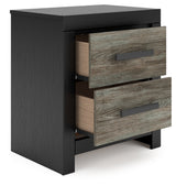 Broachmyn nightstand with drawers open showing storage
