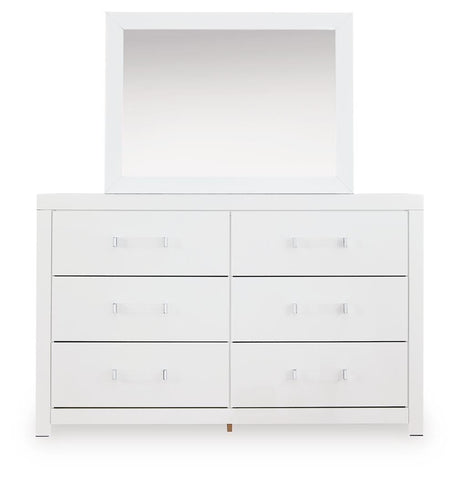 Maeling Dresser head-on view with mirror attached