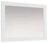 Maeling matte white bedroom mirror angled side view
