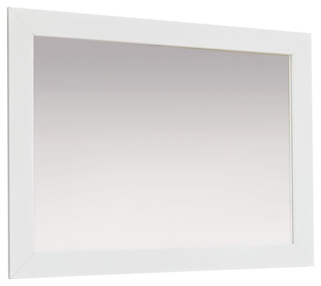 Maeling matte white bedroom mirror angled side view