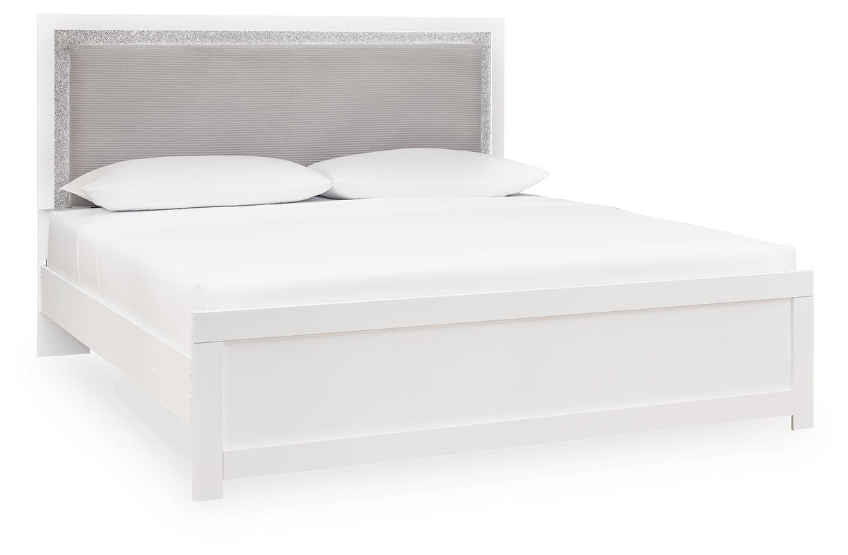 Maeling King Upholstered Panel Bed angled view