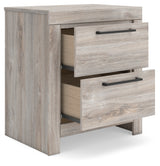Broachmyn Gray Nightstand drawer open showing interior