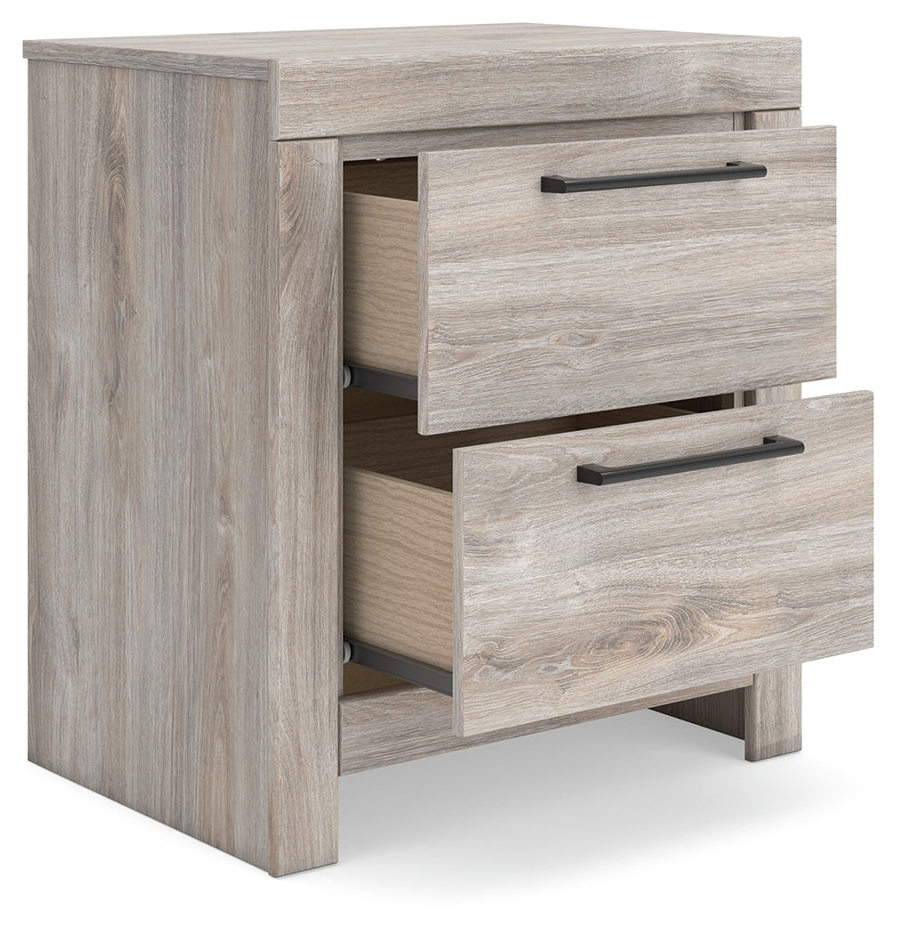 Broachmyn Gray Nightstand drawer open showing interior