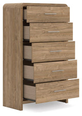 Gramburg Warm Natural Brown Chest of Drawers angled view