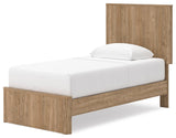 Gramburg Warm Natural Brown Twin Panel Platform Bed angled view
