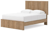 Gramburg Warm Natural Brown Queen Panel Platform Bed angled view
