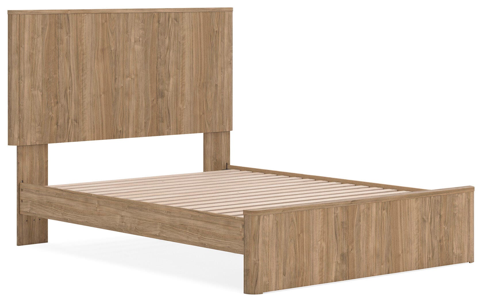 Gramburg Warm Natural Brown Queen Panel Platform Bed angled view