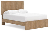 Gramburg Warm Natural Brown Queen Panel Platform Bed angled view