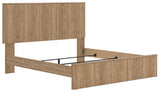 Gramburg Warm Natural Brown King Panel Bed angled view