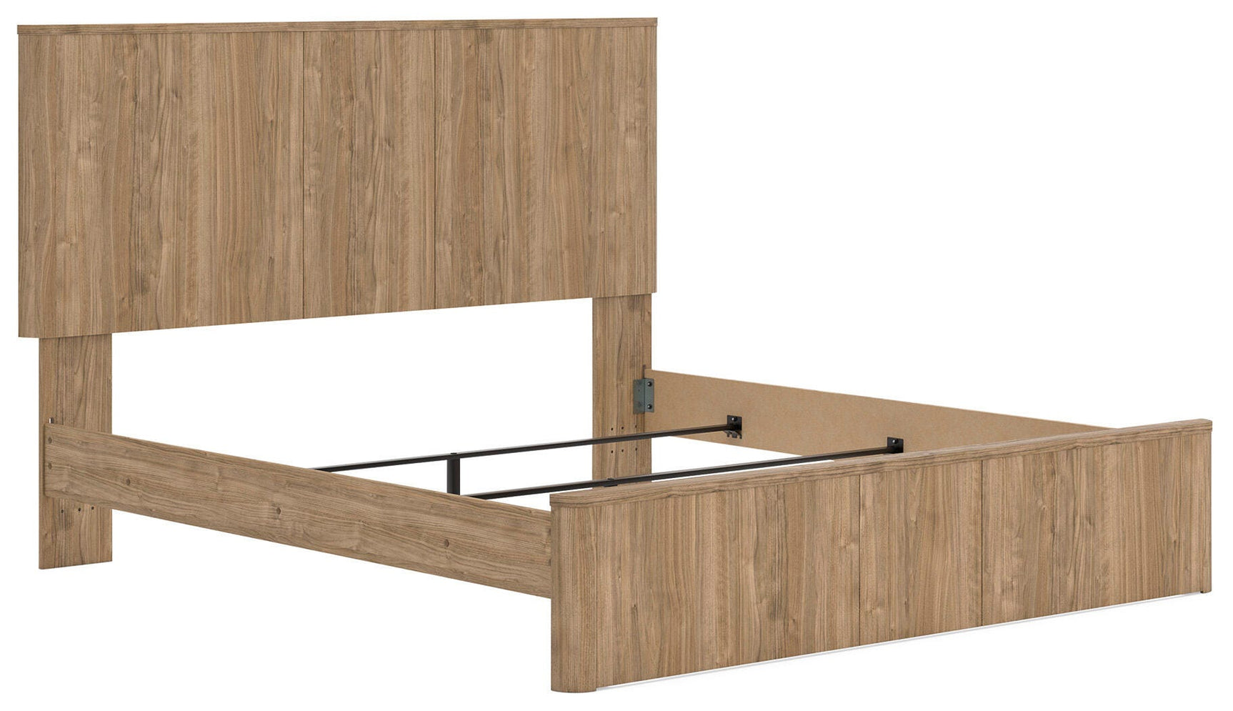 Gramburg Warm Natural Brown King Panel Bed angled view